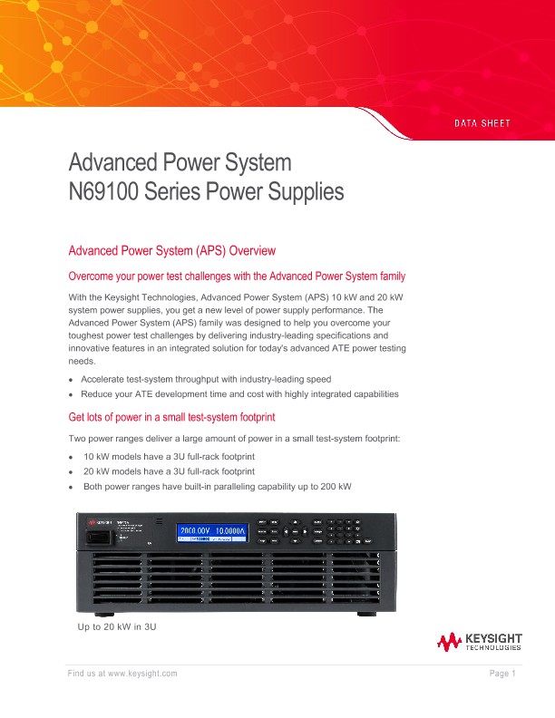 Advanced Power System N69100 Series Power Supplies | Keysight